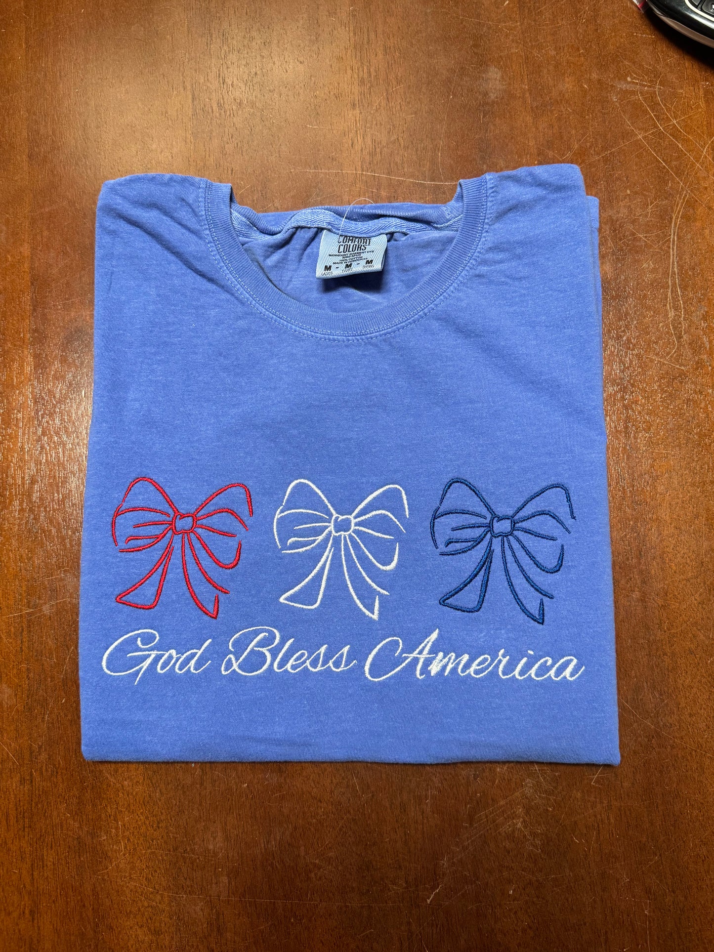 Embroidered God Bless America T-shirt