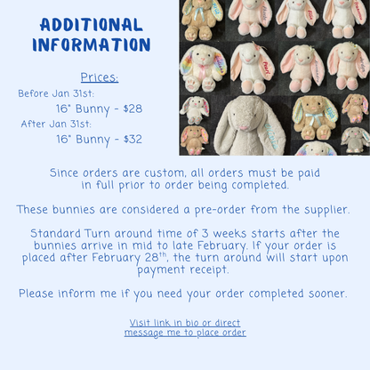 [In Stock] 16” Personalized Easter Bunnies