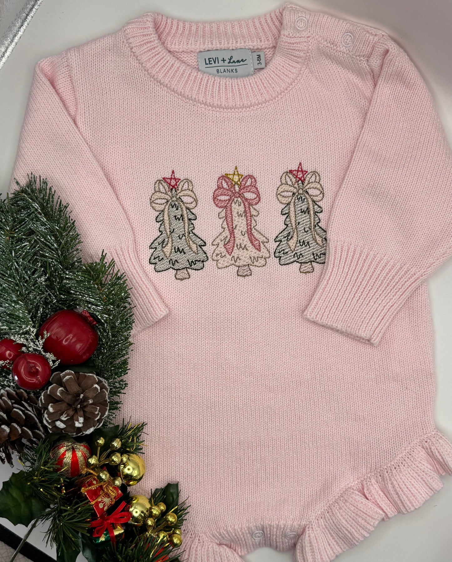 Long Sleeve Knit Ruffle Rompers