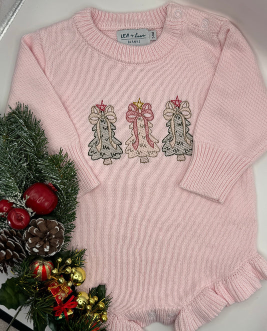 Long Sleeve Knit Ruffle Rompers