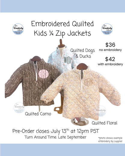 [Pre-Order] Quilted Kids 1/4 Zips & Duffle Bags