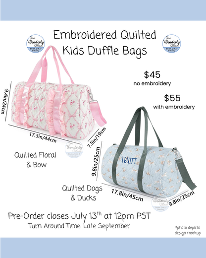 [Pre-Order] Quilted Kids 1/4 Zips & Duffle Bags
