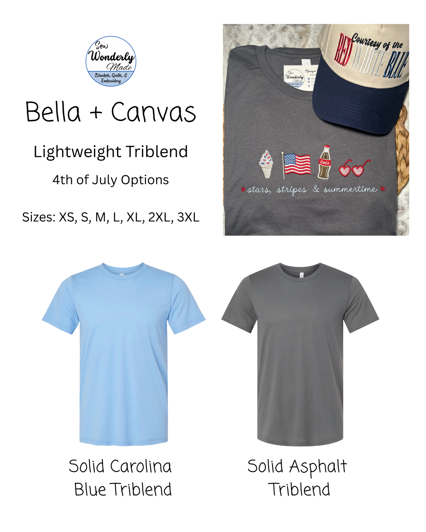 Embroidered Tee - Stars, Stripes, & Summertime