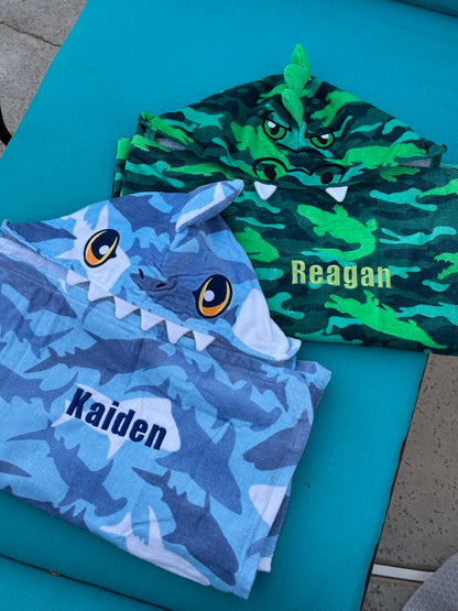 Embroidered Beach Towel - Kids Hooded